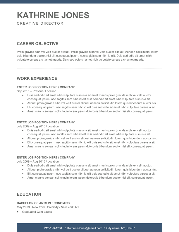 Senior Level – 8 + Years - Template